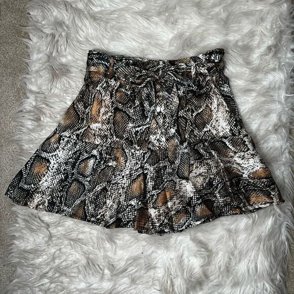 Zara Snake Print Micro Mini Skort Skirt - Picture 3 of 6